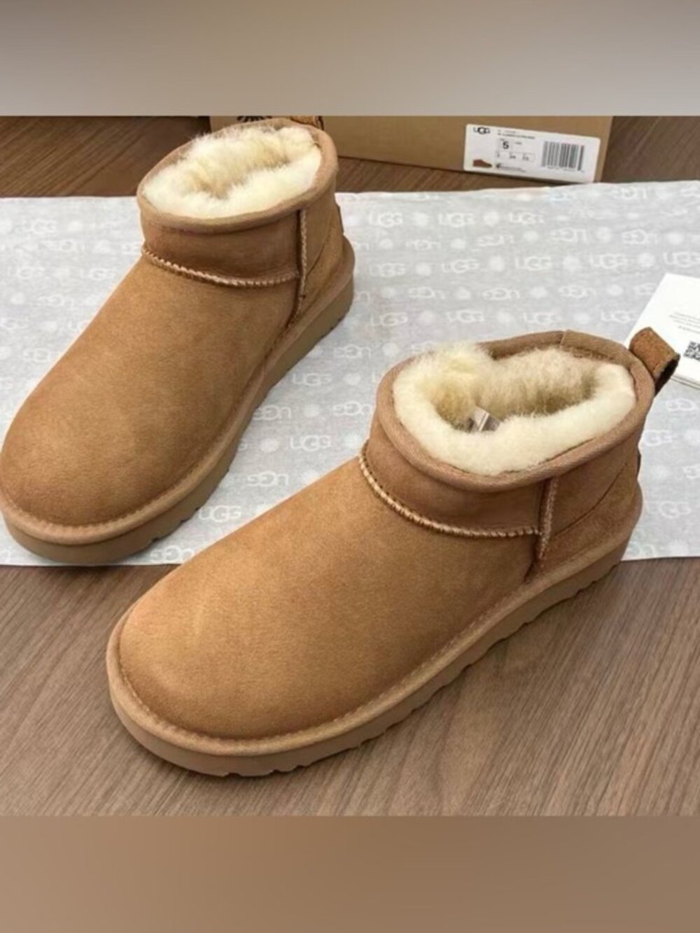 UGG Chestnut Suede Shearling-Lined Ankle Booties